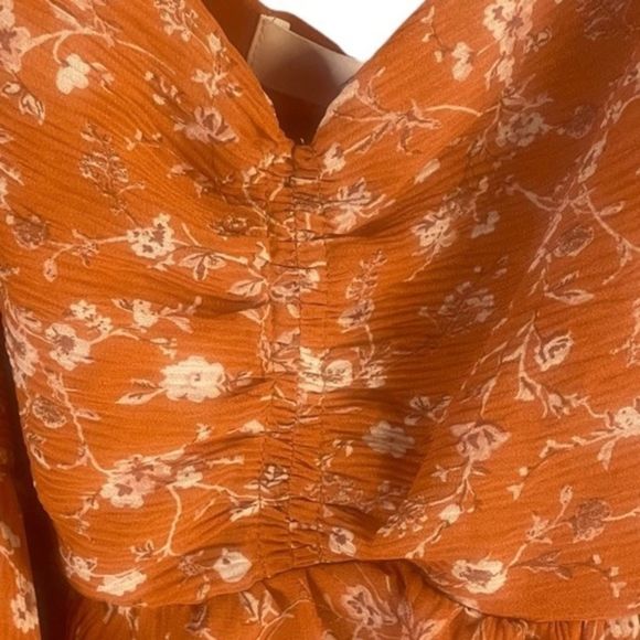 ASTR The Label Nordstrom Long Sleeve Sweetheart Top Rust Multi Floral XL NWT - Picture 10 of 12